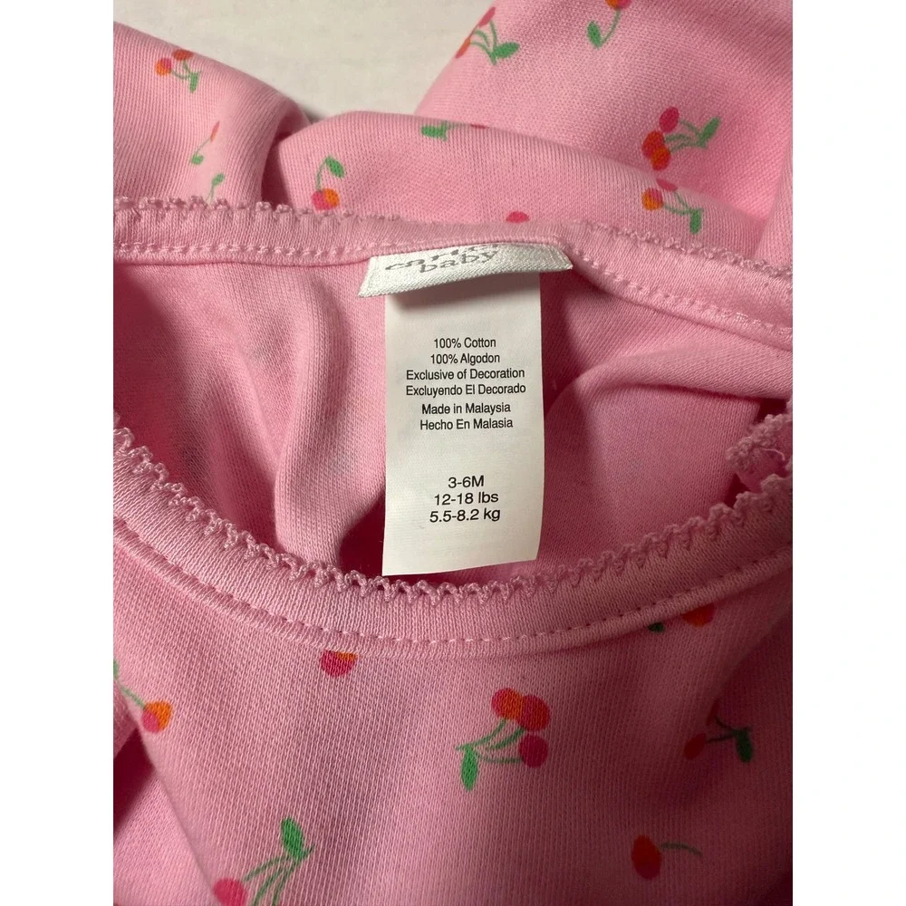 Vintage Carters Baby Girls Pink Cherry Print Bubble Romper 3-6M NWT 019-324